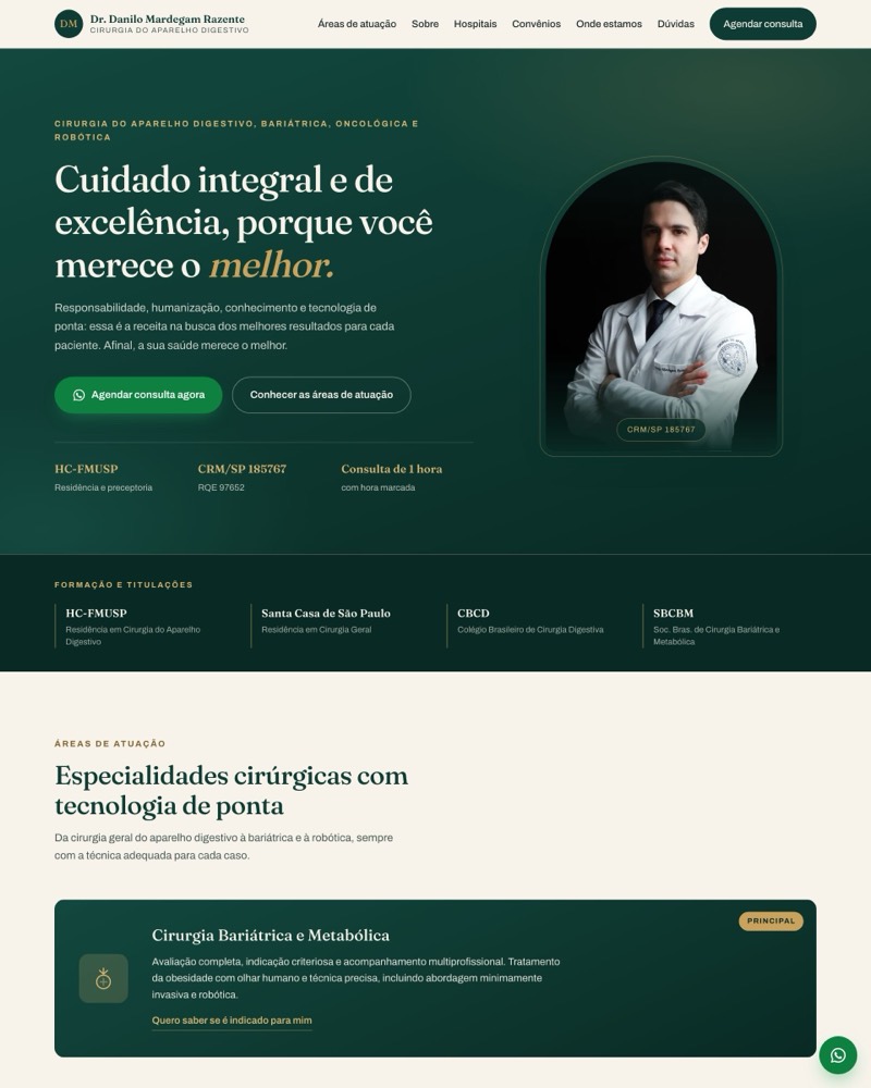 Site do Dr. Danilo Mardegam Razente, entregue pelo Aldo