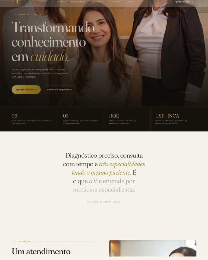 Site da Vie Medicina Especializada
